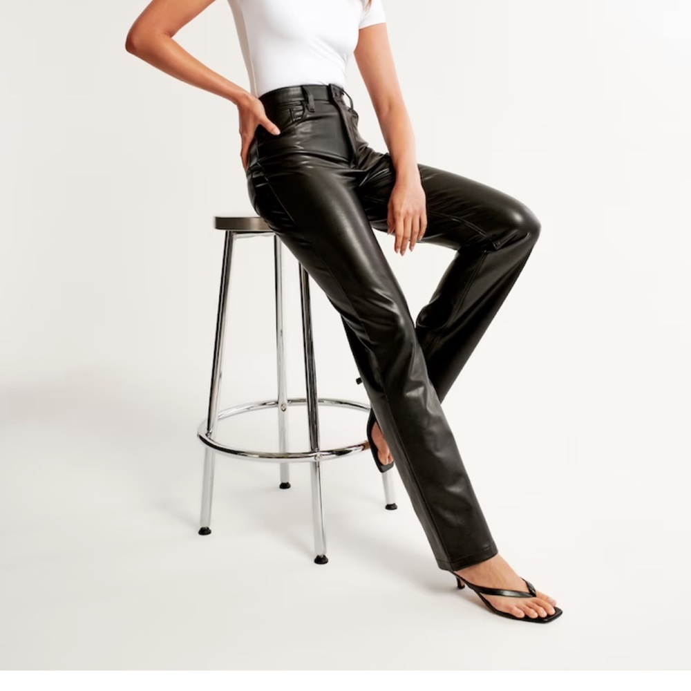 Abercrombie 90s Straight Ultra High Rise Leather Tall Pants